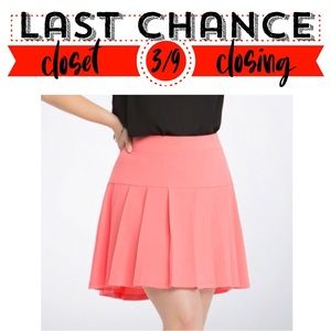 Textured Pleated Coral Mini Skirt